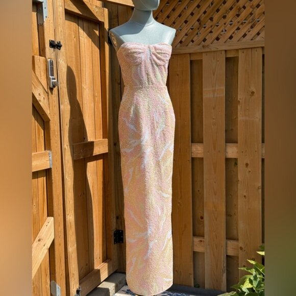 🆕 BRONX & BANCO 🧿 NWOT Dahlia Blush Multi Sequin Maxi Dress - Sz XS US 2 - Picture 3 of 13